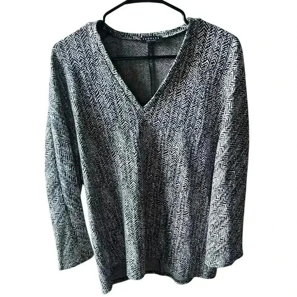 Yeohlee sweater size s black & white V Neck Long Sleeve Monochrome Emo - Picture 2 of 6